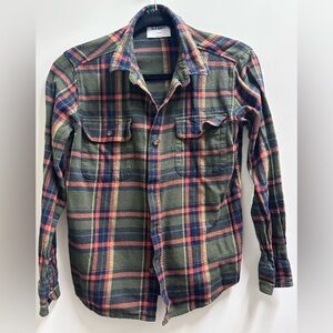 Boy's Plaid Flannel Shirt - Green and orange